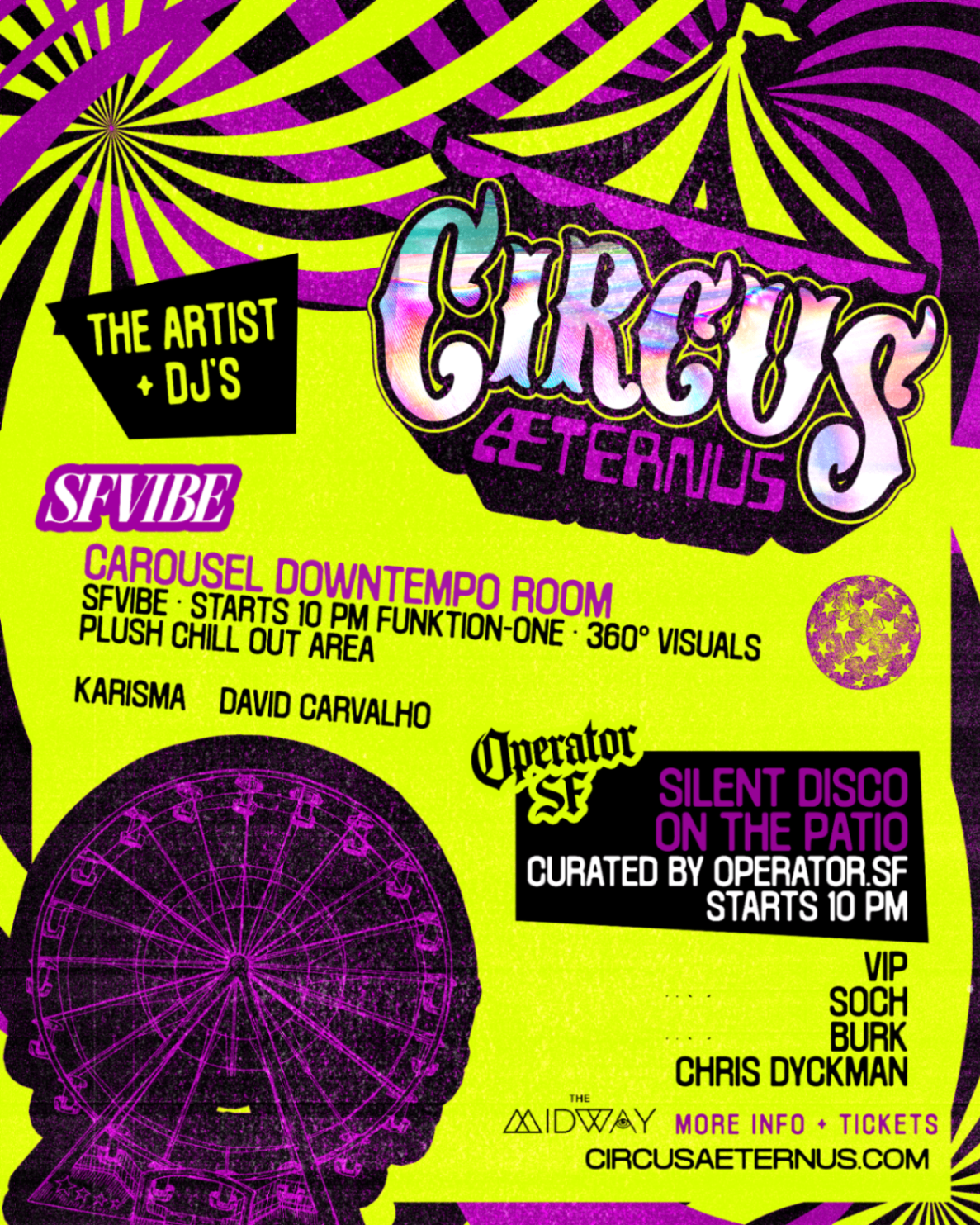 Circus Æternus — Carousel Downtempo Room and Silent Disco lineup